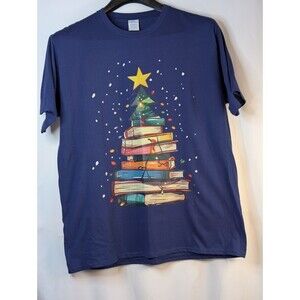 Book Christmas Tree Book Lover Teacher Librarian Men Women T-Shirt